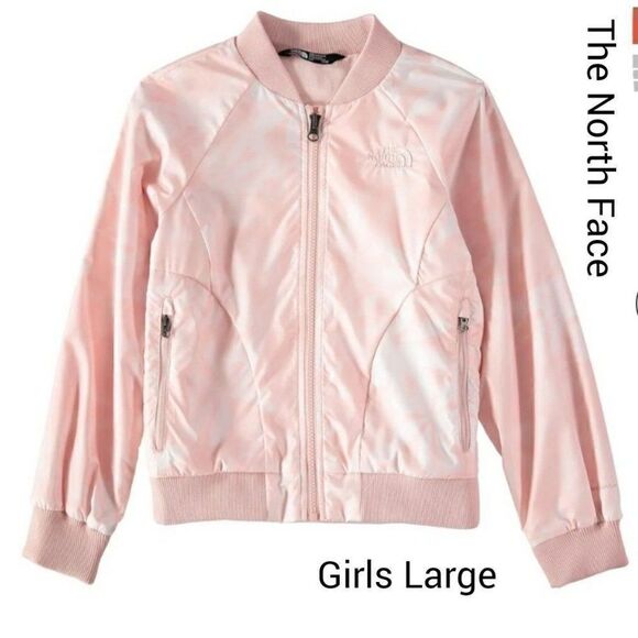 The North Face Girls Flurry Wind Bomber Large 14/16 Pink White NWOT - Picture 1 of 8